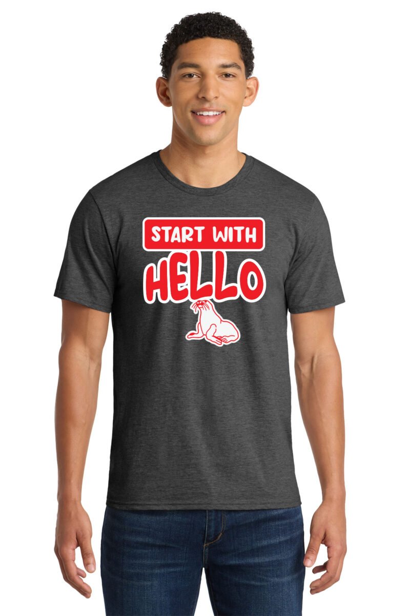 Dark heather grey- Adult Hello T shirt